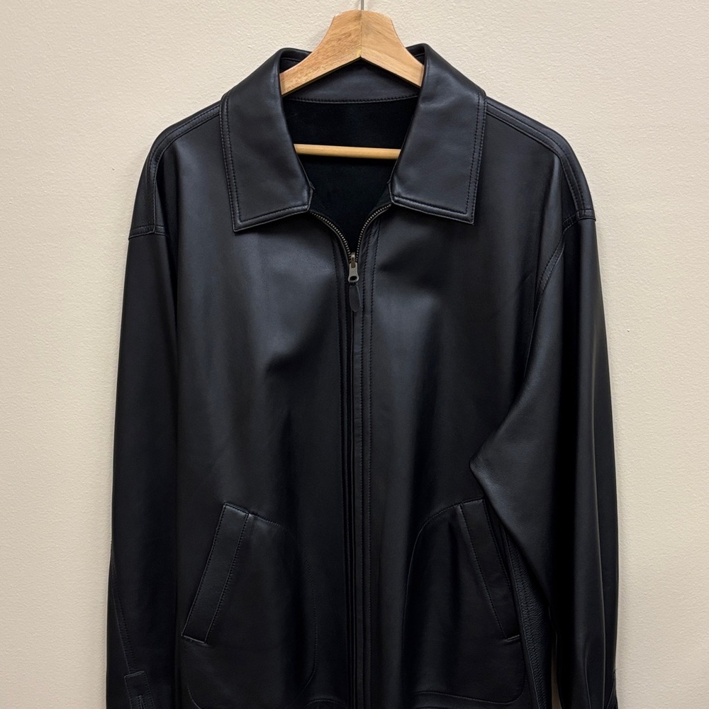 Reversible Black Leather Jacket and Black Suede